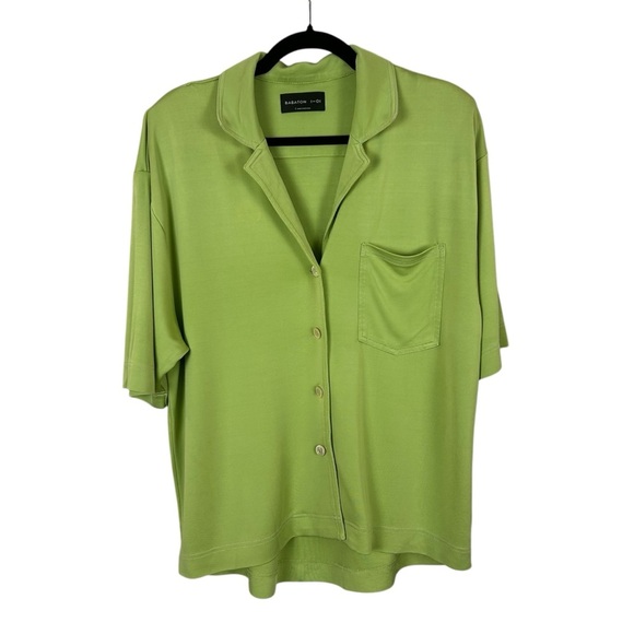 Babaton Oversized Light Green Bowling Style Shirt Size Small - Picture 1 of 12